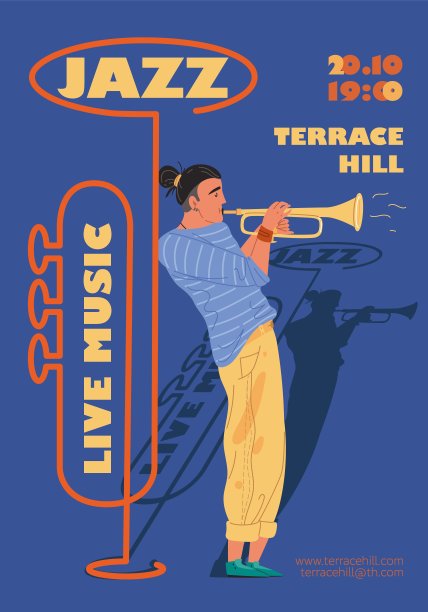 平面卡通人物音乐横幅海报，矢量插图的概念图片下载