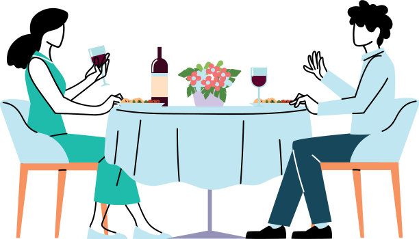 一男一女坐在餐桌旁图片下载