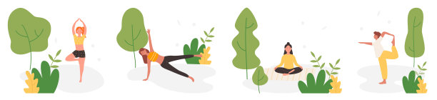 人们在夏日城市公园做瑜伽图片下载