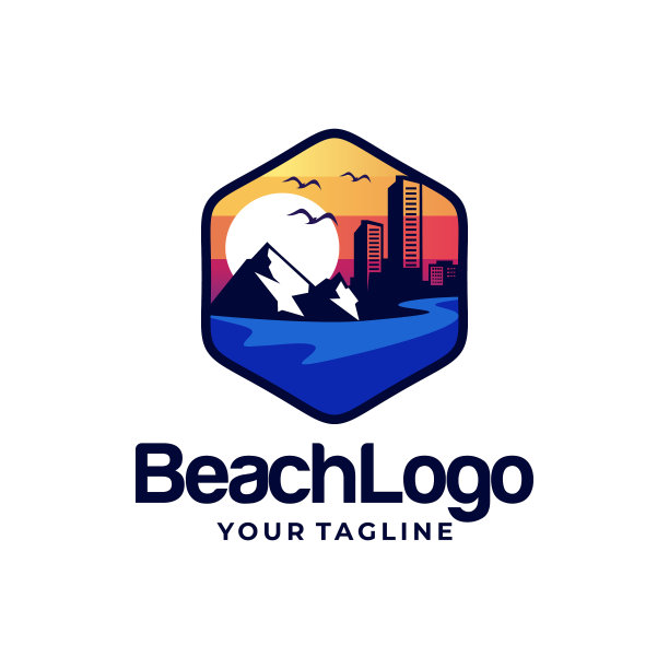 海滩上的标志设计图片下载