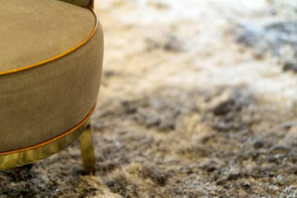 靠近扶手椅上的地毯上的黄铜腿地毯客厅图片下载