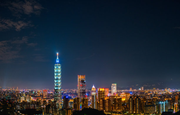 市景景色，台北101塔等建筑。台湾。图片下载