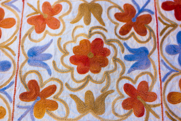 彩花织锦织物(特写)图片下载