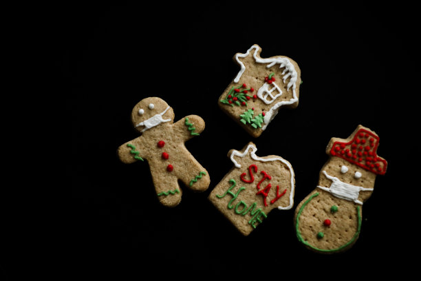 科罗娜概念圣诞饼干，化妆饼干和呆在家里图片下载