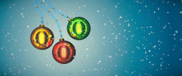 三个彩色的圣诞装饰用雪花碎片抽象的组成图片下载