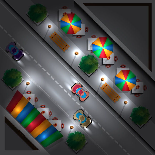 夜晚的城市街道图片下载