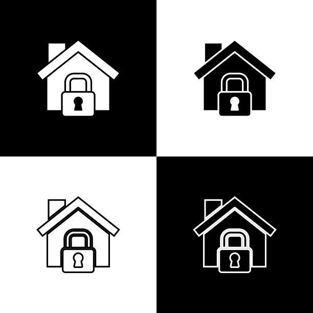 设置房子在保护图标隔离在黑色图片下载