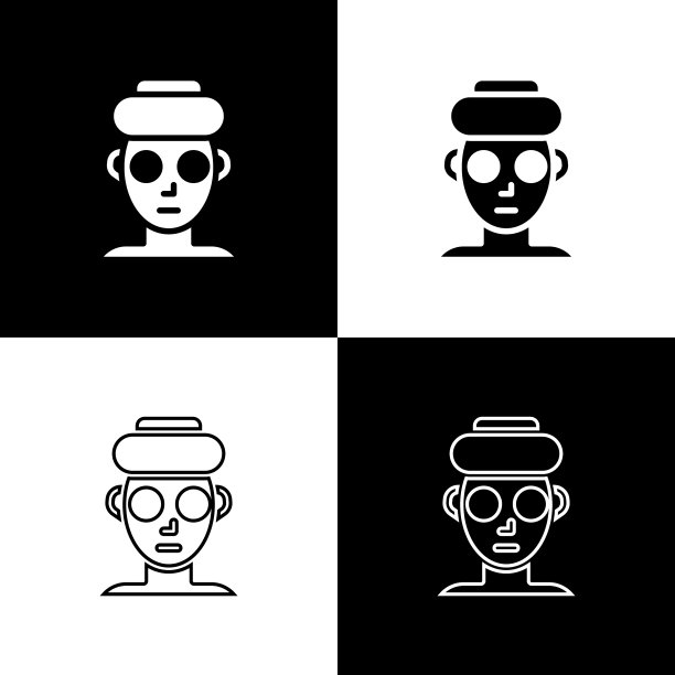 设置面部化妆面具图标隔离在黑色图片下载