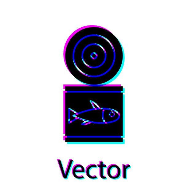 黑色罐头鱼图标孤立在白色上图片下载