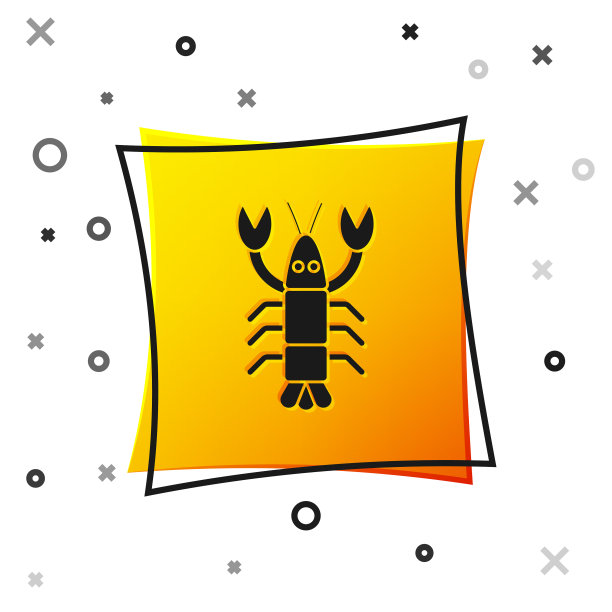 黑色龙虾图标孤立在白色背景图片下载