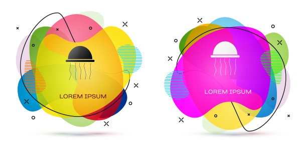 彩色水母图标孤立在白色背景图片下载