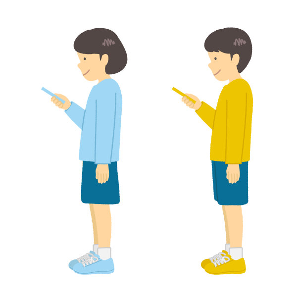 一个女孩和一个男孩用智能手机的插图图片下载