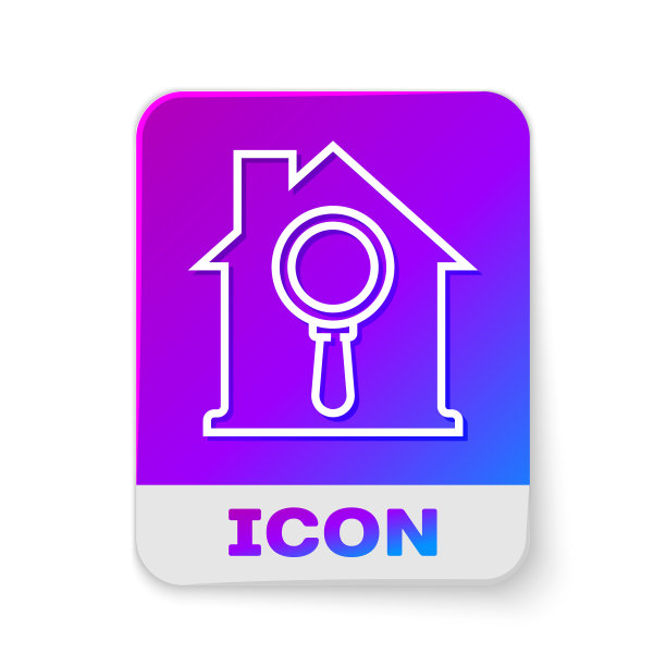 白线搜索房子图标孤立在白色上图片下载