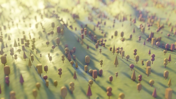 景观彩色树卡通风格的秋天图片下载