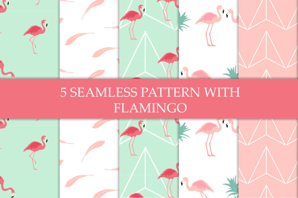 无缝图案的火烈鸟有奇特的粉红色图片下载