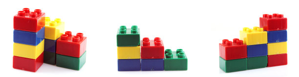 白色背景上孤立的塑料积木的图像图片下载