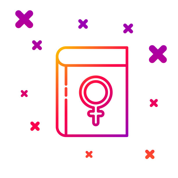 关于女性的彩色线书图标孤立在白色图片下载