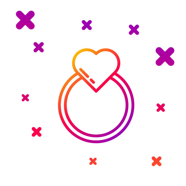 颜色线结婚戒指图标孤立在白色图片下载