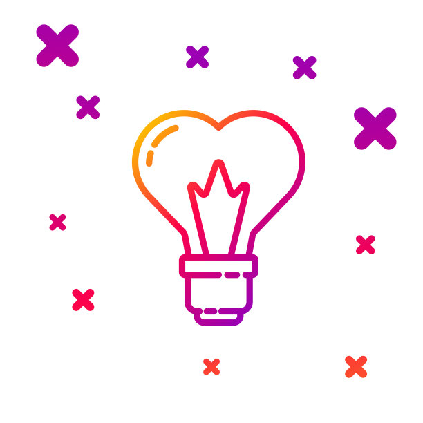 颜色线心形灯泡图标图片下载
