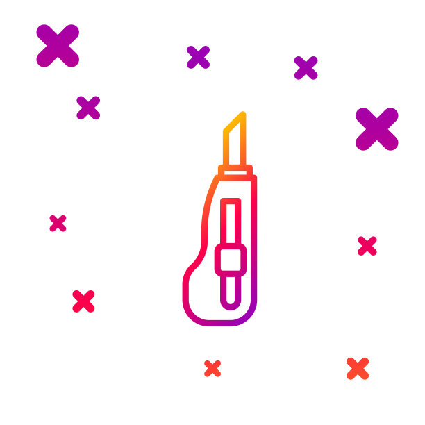 色线文具刀图标孤立上白色图片下载