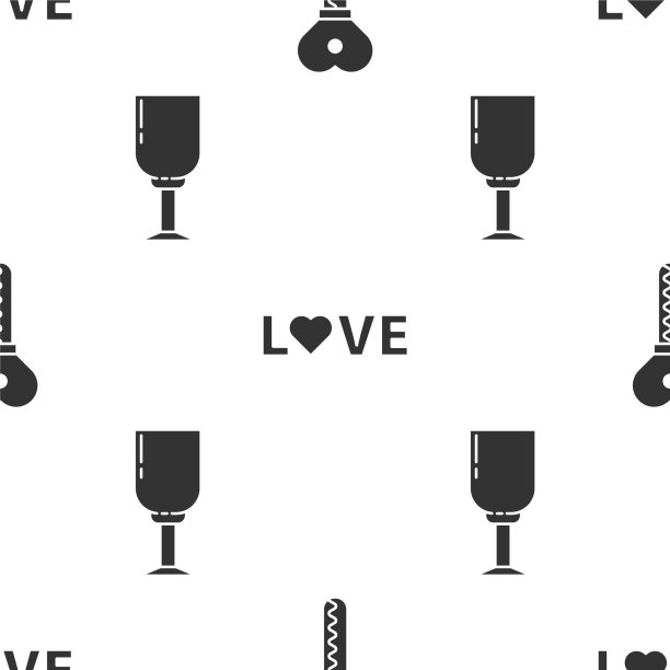 设键心形爱的文字和酒杯图片下载