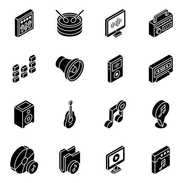 音乐字形2.5D图标包图片下载