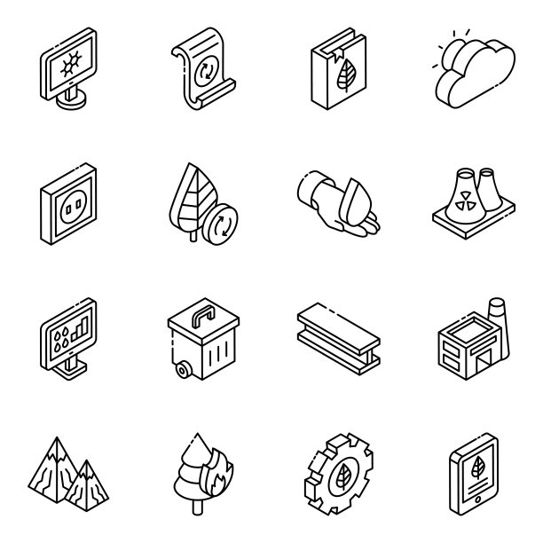 包生态和环境象形等距图标图片下载