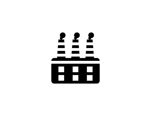 工厂矢量图标。孤立的工业炼化工厂符号-向量图片下载