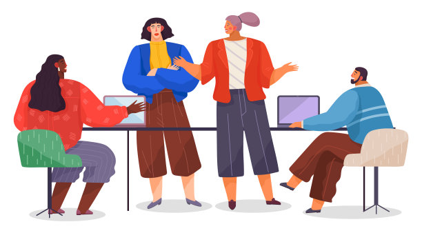 办公室工作人员。同事。同事讨论项目合作。办公室员工的工作和沟通图片下载