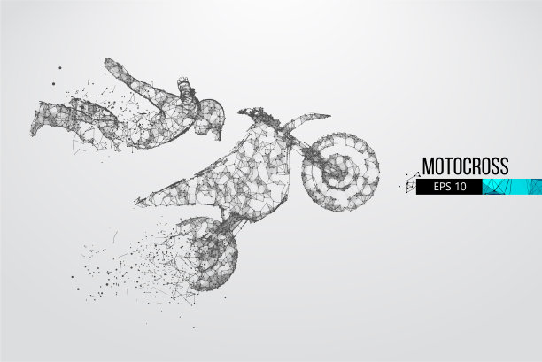 抽象轮廓线框摩托车越野赛车手图片下载