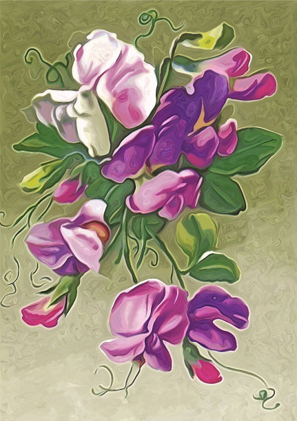 油画美丽的花朵图片下载