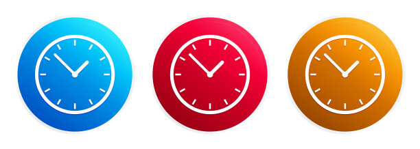 时钟图标溢价时尚的圆形按钮设置图片下载