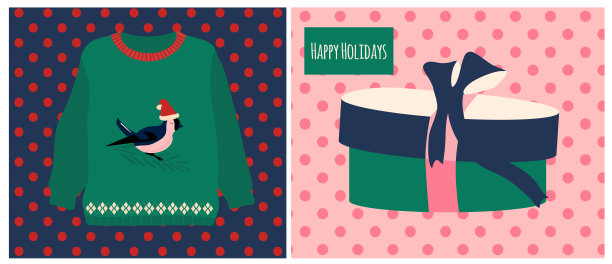 针织毛衣和礼品圆盒与蝴蝶结在斑点的背景。圣诞卡或新年贺卡。冬天的节日庆祝活动。服装行业。暖和的衣服。神奇的时间。图片下载