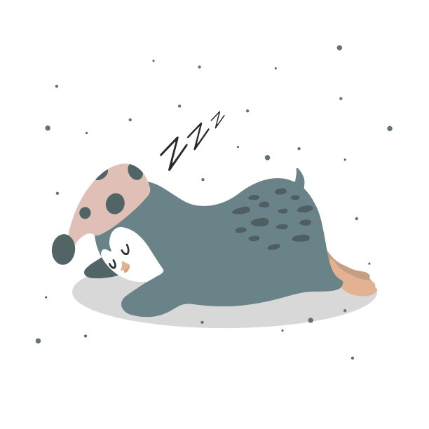 可爱的熟睡企鹅。矢量儿童彩色插图卡通手绘风格印刷在儿童服装，室内设计，包装，贴纸。隔离在白色上图片下载