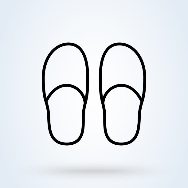 拖鞋标志线图标或标志。拖鞋的家的概念。卧室拖鞋向量线性插图。图片下载