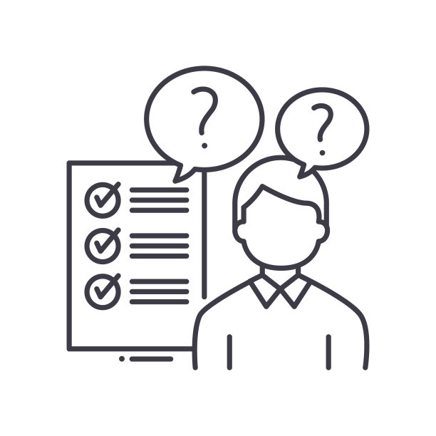 面试问题图标，线性孤立的插图，细线矢量，网页设计标志，轮廓概念符号与可编辑的白色背景笔触。图片下载