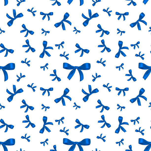 无缝蓝色蝴蝶结图案。面料设计、墙纸、包装图片下载
