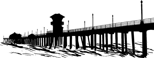 海上剪影码头图片下载