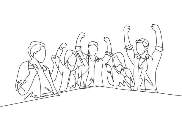 团队工作目标概念单线画图片下载