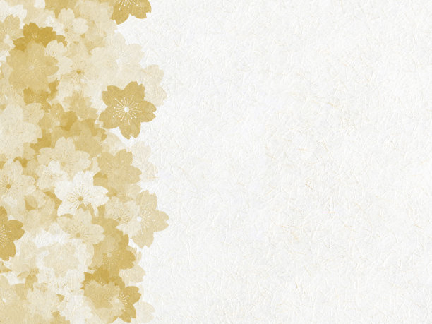 背景图像的黄金樱花图案在白色的日本纸图片下载