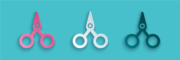 剪纸剪刀图标孤立在蓝色图片下载