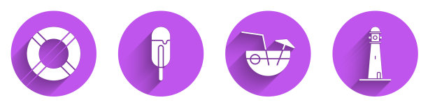 设置救生圈，冰淇淋，椰子鸡尾酒和图片下载