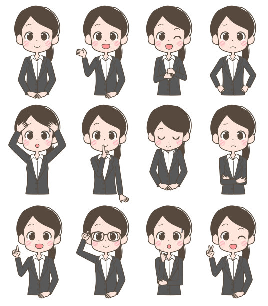 有着各种面部表情的女商人图片下载