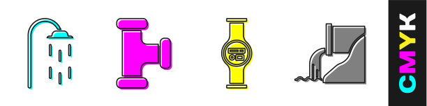 设置淋浴行业金属水管水表图片下载