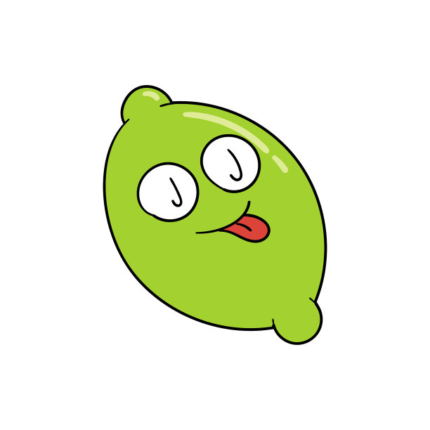 可爱的绿色柠檬卡通插图图片下载