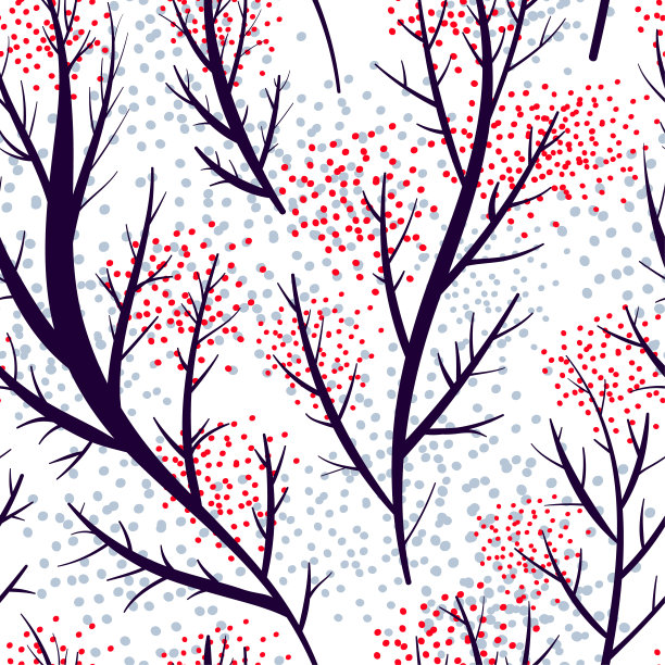 无缝矢量模式与分支在冬季背景。图片下载
