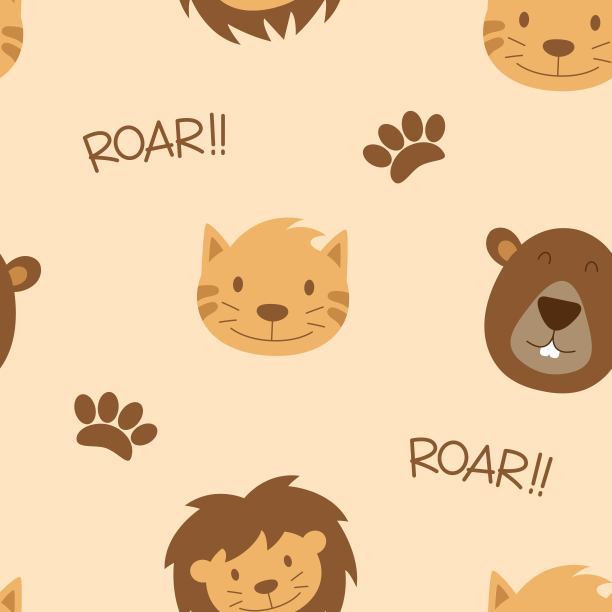 可爱的动物无缝模式矢量背景图片下载
