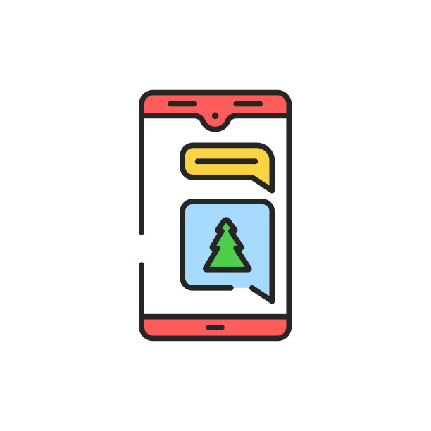 新年的问候在电话颜色线图标。发光的灯。可编辑的中风。图片下载