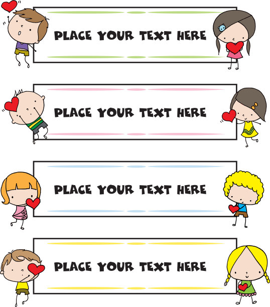 向量集:儿童书法设计元素和页面装饰图片下载