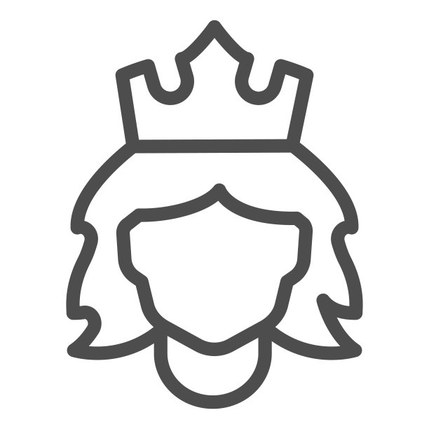 头与皇冠线图标的女人，母亲节的概念，美丽的女人与白色背景上的皇冠标志，公主或皇后的轮廓风格的移动，网络图标。矢量图形。图片下载